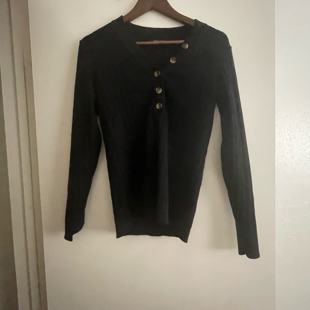 Black Button-Detail Women's Sweater